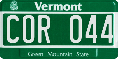 VT license plate COR044
