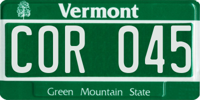 VT license plate COR045