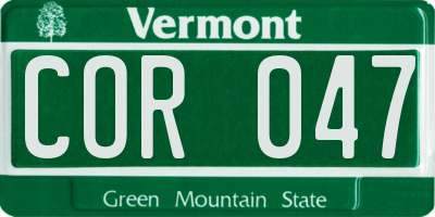 VT license plate COR047