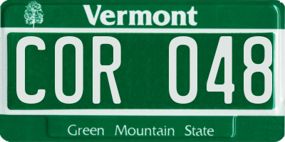 VT license plate COR048