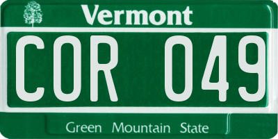 VT license plate COR049