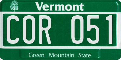 VT license plate COR051