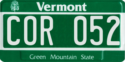 VT license plate COR052