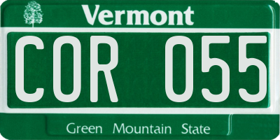 VT license plate COR055