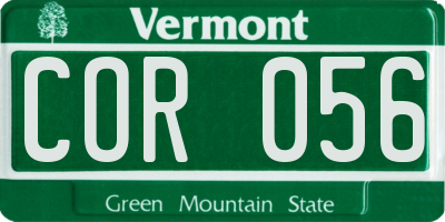 VT license plate COR056
