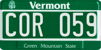 VT license plate COR059