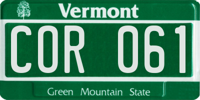 VT license plate COR061