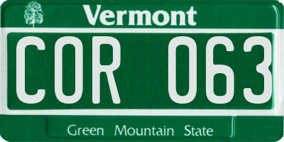 VT license plate COR063