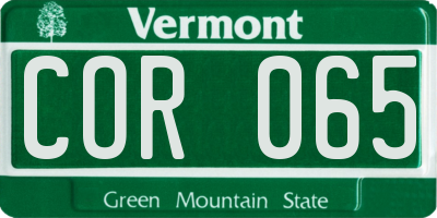 VT license plate COR065