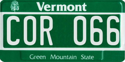 VT license plate COR066