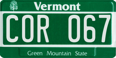 VT license plate COR067