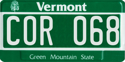 VT license plate COR068