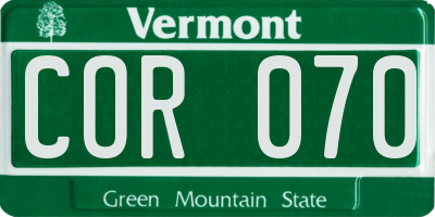 VT license plate COR070