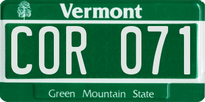 VT license plate COR071