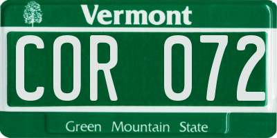 VT license plate COR072
