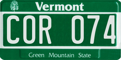 VT license plate COR074