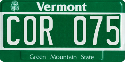 VT license plate COR075