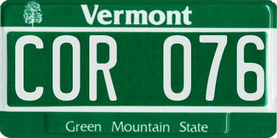 VT license plate COR076