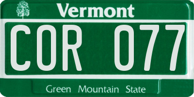 VT license plate COR077