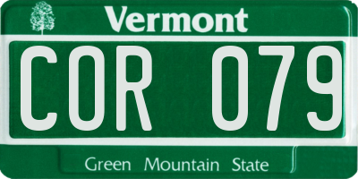 VT license plate COR079
