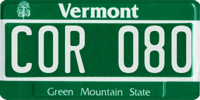 VT license plate COR080