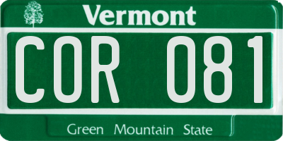 VT license plate COR081