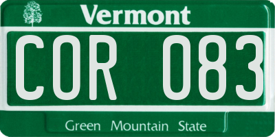 VT license plate COR083