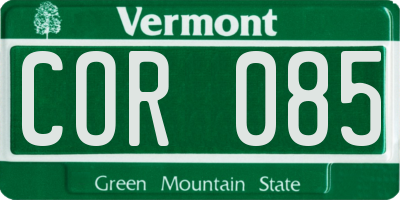 VT license plate COR085
