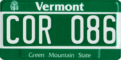 VT license plate COR086