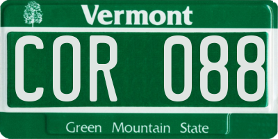 VT license plate COR088