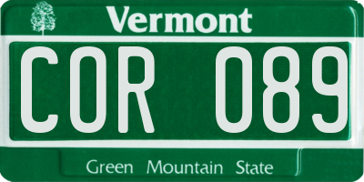 VT license plate COR089