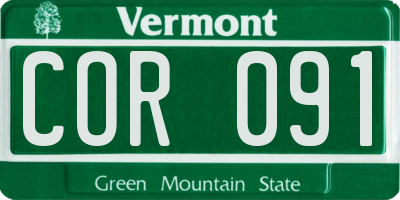 VT license plate COR091