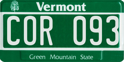 VT license plate COR093