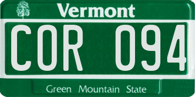 VT license plate COR094