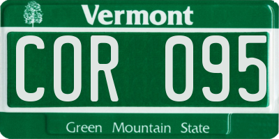 VT license plate COR095