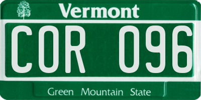 VT license plate COR096