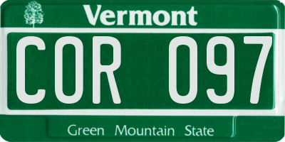 VT license plate COR097