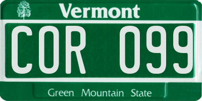 VT license plate COR099