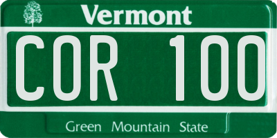 VT license plate COR100