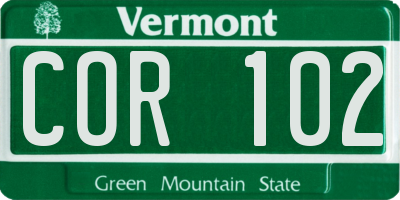 VT license plate COR102