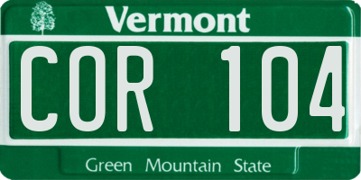 VT license plate COR104