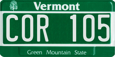 VT license plate COR105