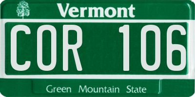 VT license plate COR106