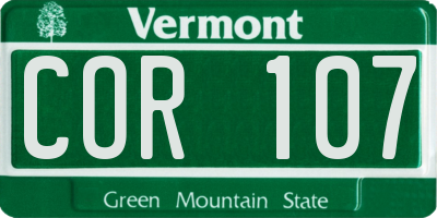 VT license plate COR107