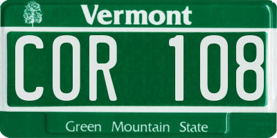 VT license plate COR108