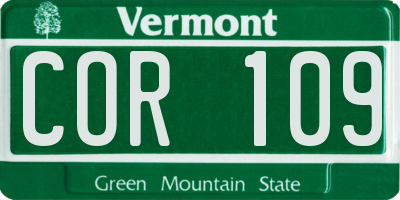 VT license plate COR109