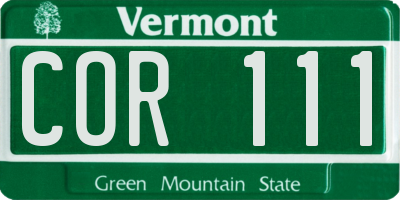 VT license plate COR111