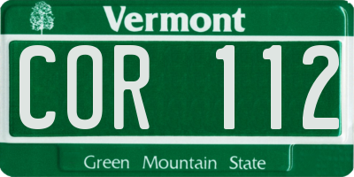 VT license plate COR112