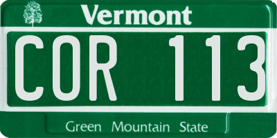 VT license plate COR113
