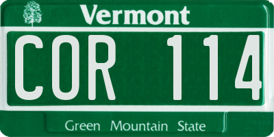 VT license plate COR114